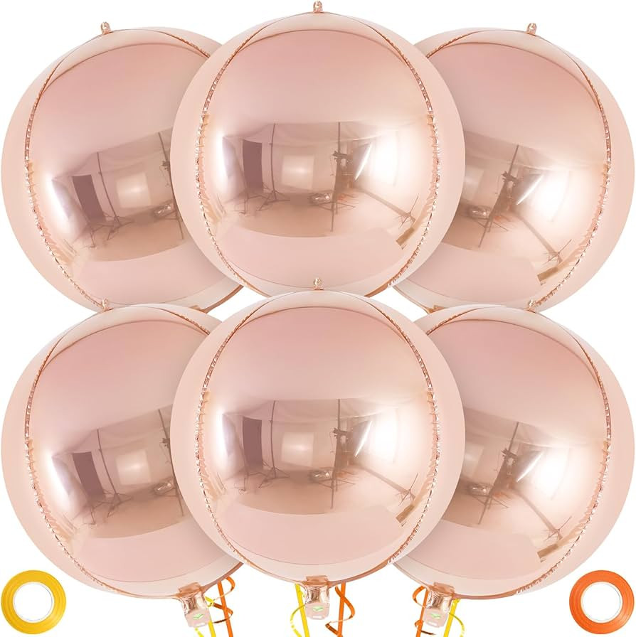 Metallic Champagne Balloons, 22 Inch Large Sphere Round Balloons, 6 Pcs Champagne Foil Mylar Ball... | Amazon (US)