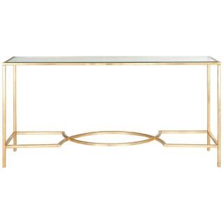 Inga 63 in. Gold/Clear Glass Console Table | The Home Depot