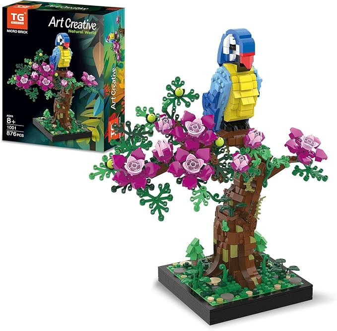 Micro Brick Flower Parrot Toy Building Sets, Home Decor and Office Art Creative Gift, DIY Plant M... | Amazon (US)