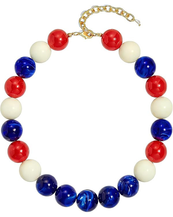 CLASSYZINT Chunky Bead Necklace for Women Colorful Acrylic Choker Necklace Y2K Style Jewelry for ... | Amazon (US)