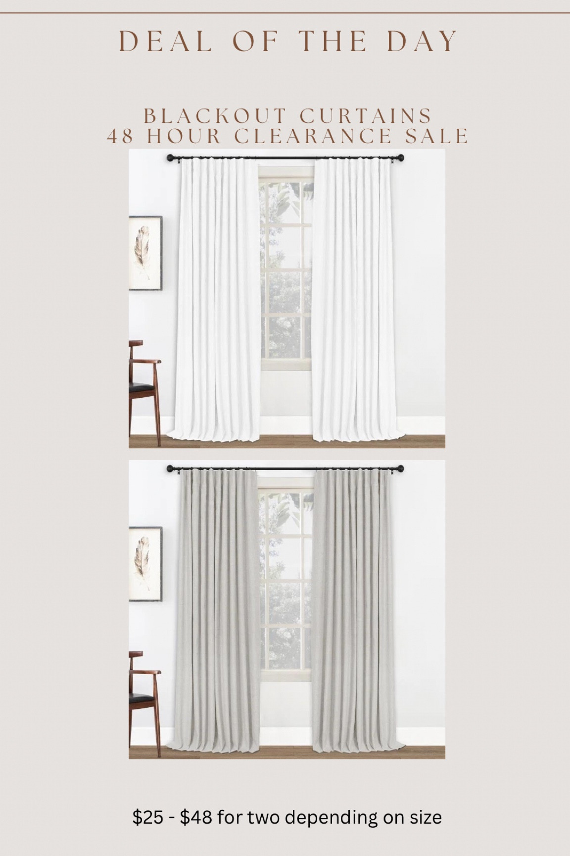 WOW!! Just found this 48 hour clearance sale for these high end inspired blackout curtains!! 

17 different color options! Sellout risk with this sale 🚨



#LTKSaleAlert #LTKStyleTip #LTKHome