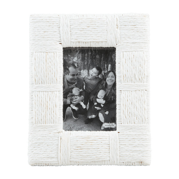 Mud Pie Large White Rope Woven Frame | Cotton | Mud Pie