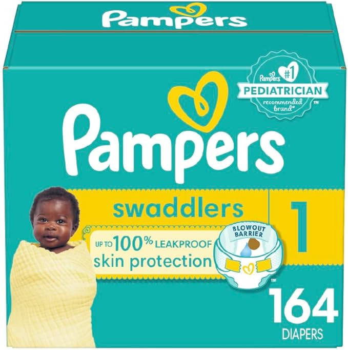 Pampers Swaddlers Diapers - Size 1, 164 Count (Pack of 1), Ultra Soft Disposable Baby Diapers | Amazon (US)