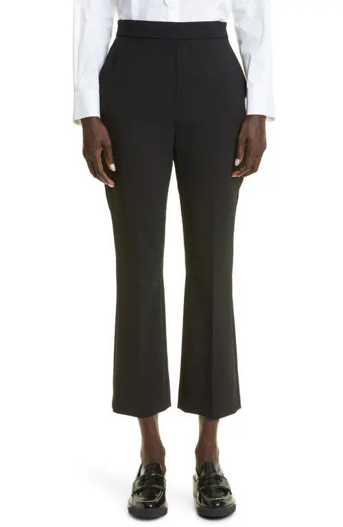 Max Mara Nepeta Crop Flare Stretch Virgin Wool Pants in Black at Nordstrom, Size 14 | Nordstrom