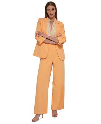 Women's Ruched-Sleeve Blazer, Flutter-Sleeve Top & Wide-Leg Pull-On Pants | Macys (US)