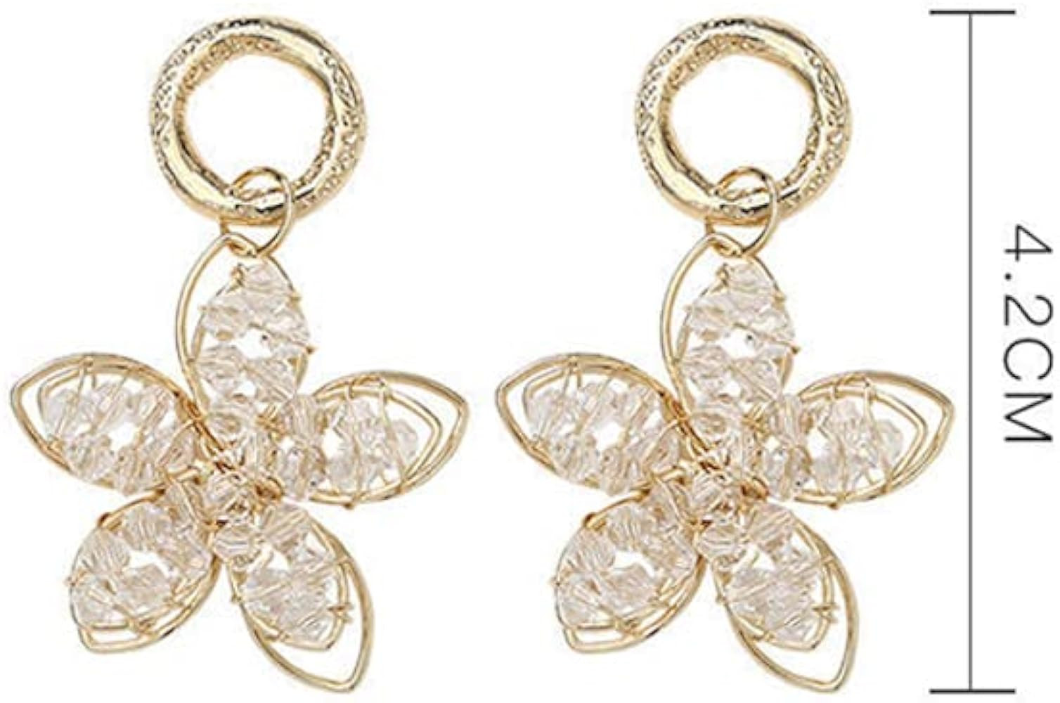 Unique Boho Handmade Chic White Hollow Sparkly Crystal Double Layer Flower Stud Earrings Summer B... | Amazon (US)