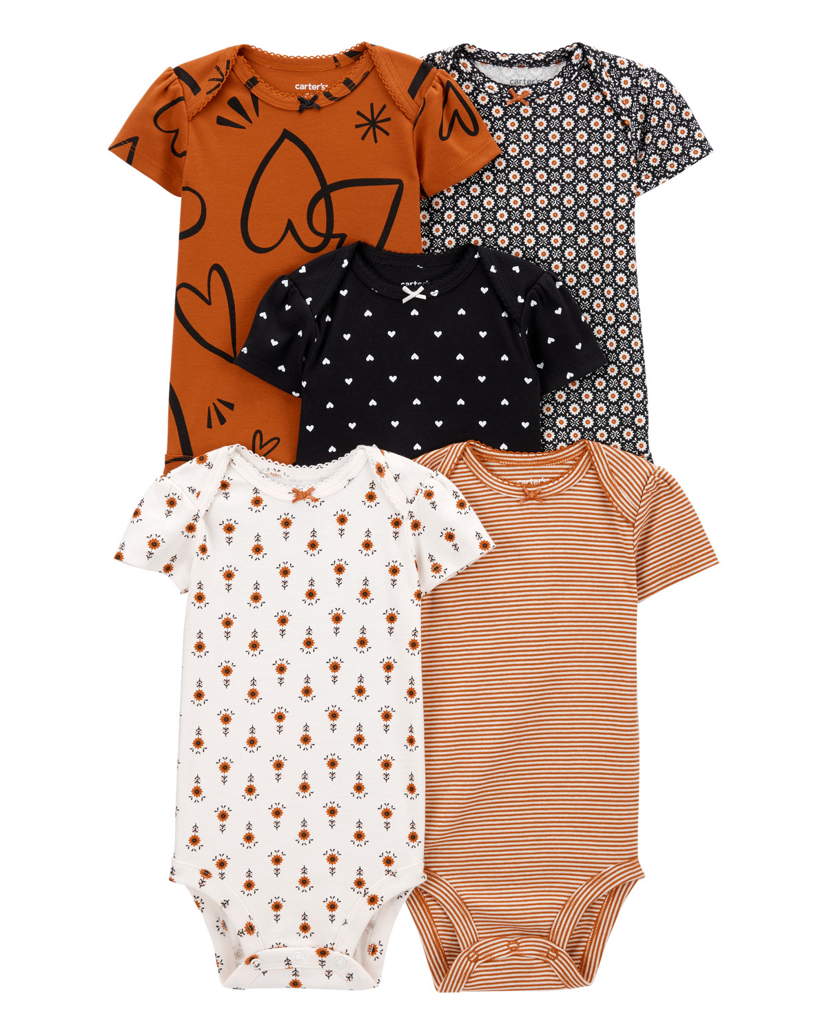 Baby 5-Pack Short-Sleeve Bodysuits | Carter's Inc