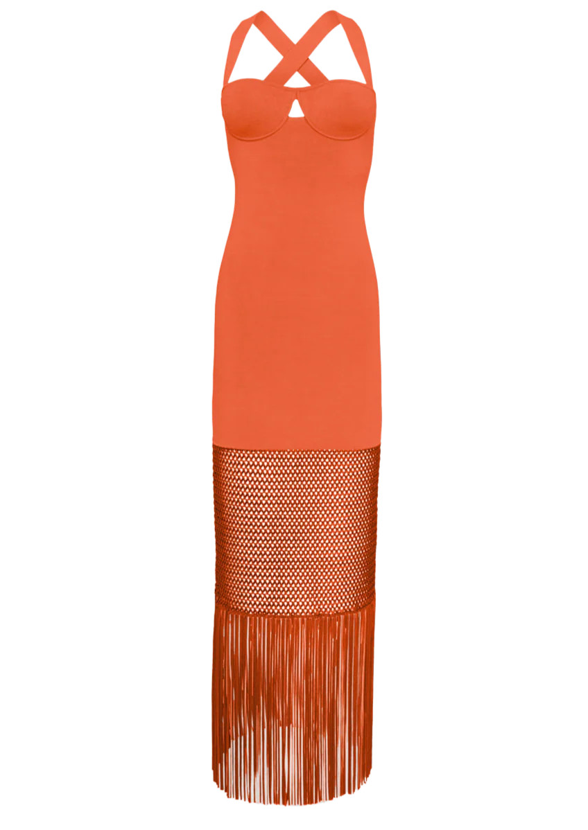 Fringe Diana Dress in Coral | Over The Moon