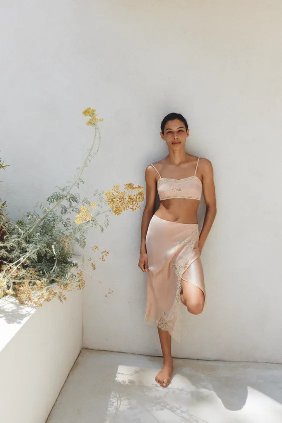 100% SILK EMBROIDERED LACE BRA | Zara UK