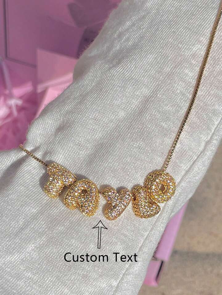 1pc Luxury 3D Cubic Zirconia Custom Initial Letter Name Necklace, Personalized First Letter MAMA ... | SHEIN