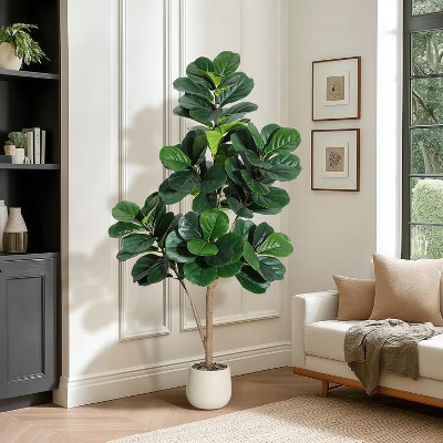 Fiddle Leaf Fig Tree Artificial, Realistic Faux Ficus Trees Planter Pot, Indoor Fake Floor Plants | Target