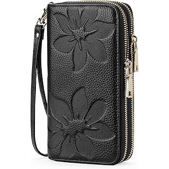 Women's Wallet Large Capacity Double Zip Ladies Card Phone Holder RFID Blocking Wristlet Leather | Amazon (US)