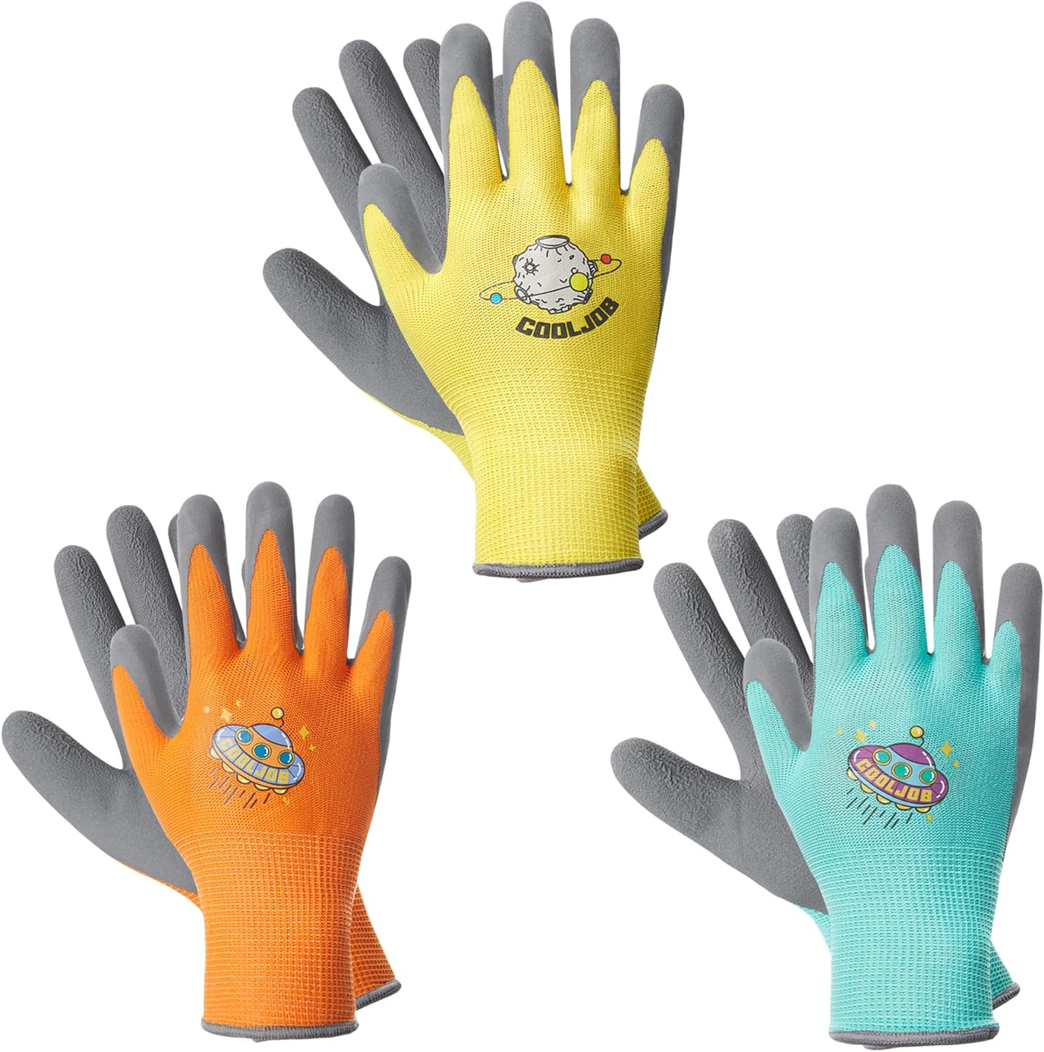 COOLJOB 3 Pairs Kids Gardening Gloves for Age 3-5, Children Grippy Rubber Coated Garden Work Glov... | Amazon (US)