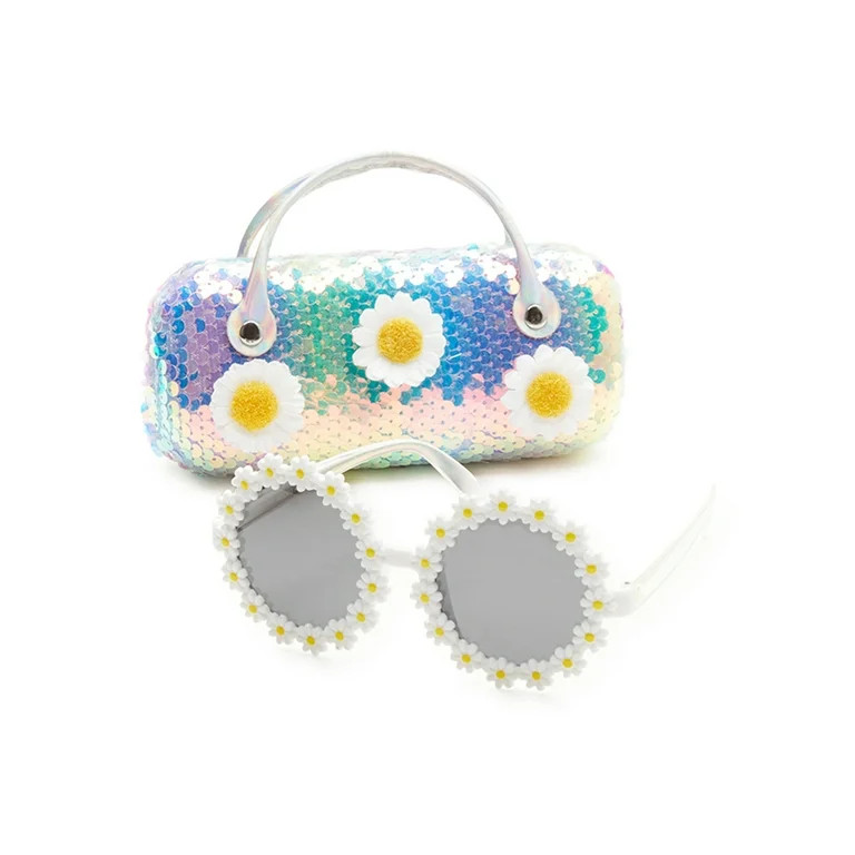 Wonder Nation Kids Daisy Sunglasses with Sequin Carrying Case | Walmart (US)