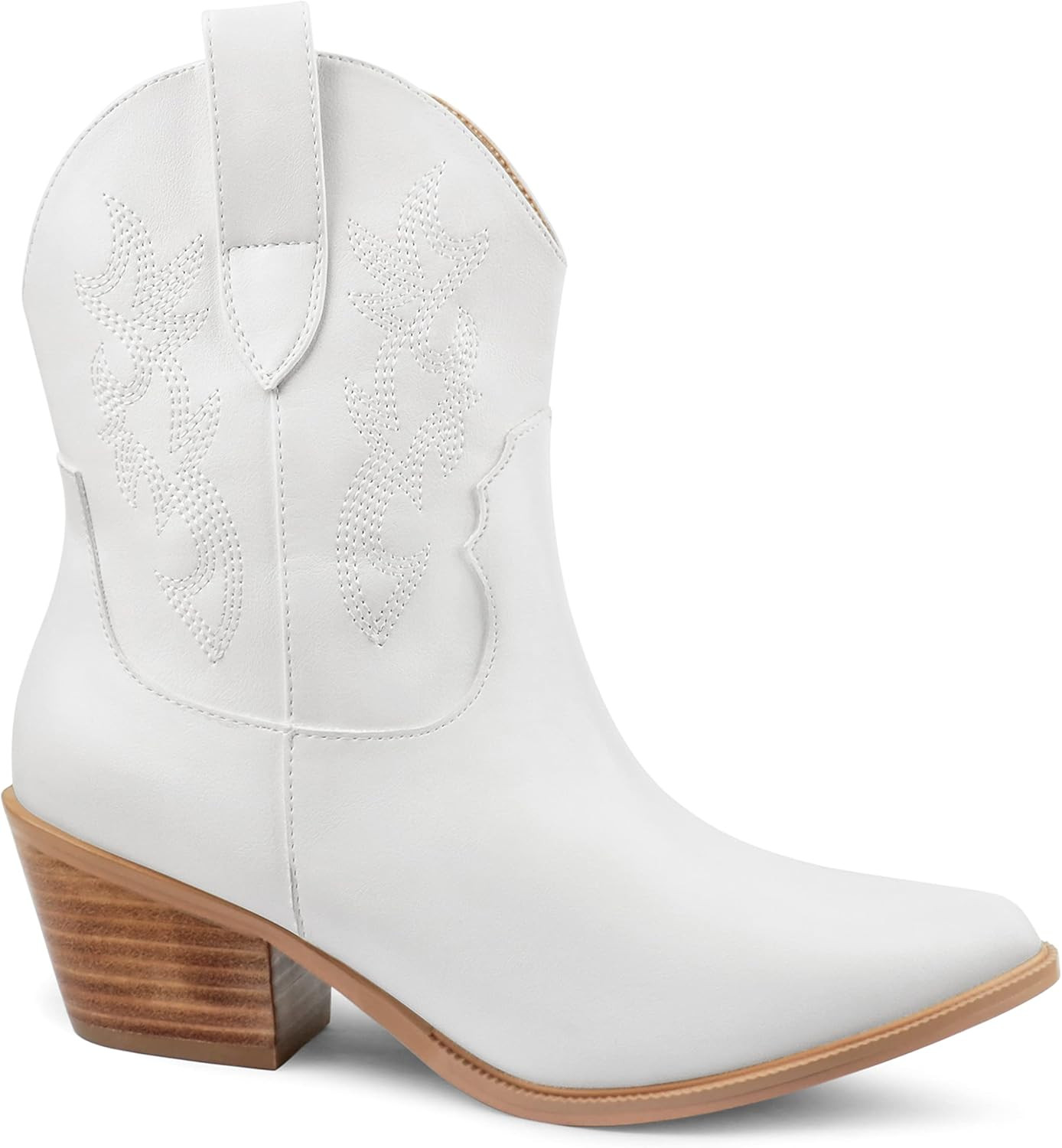 Zzheels Embroidered Western Cowboy Boots for Women Ankle High Cowgirls Low Chunky Heel Pointed To... | Amazon (US)