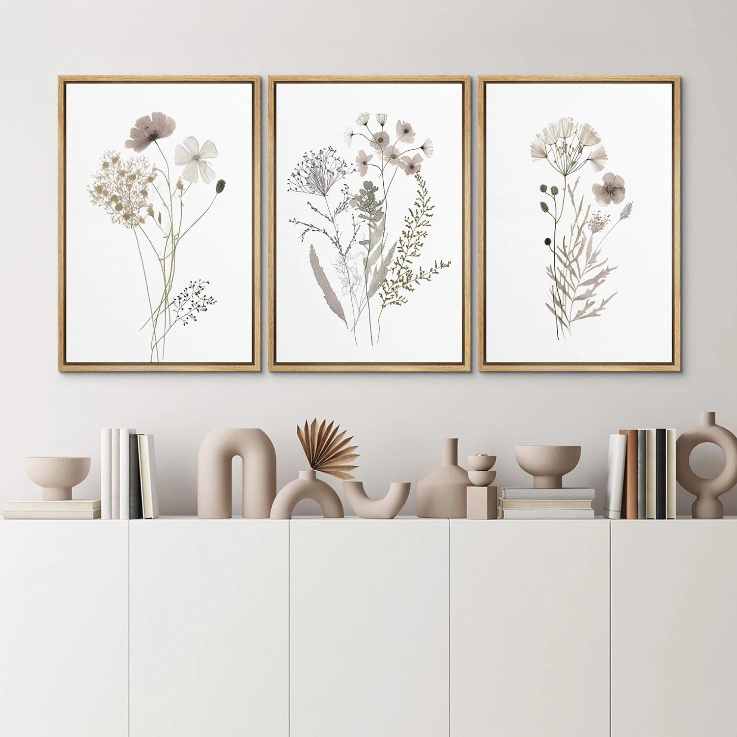 IDEA4WALL Minimal Botanical "Wildflowers Floral Artwork, Simple Neutral Minimalist Wall Pictures,... | Wayfair North America