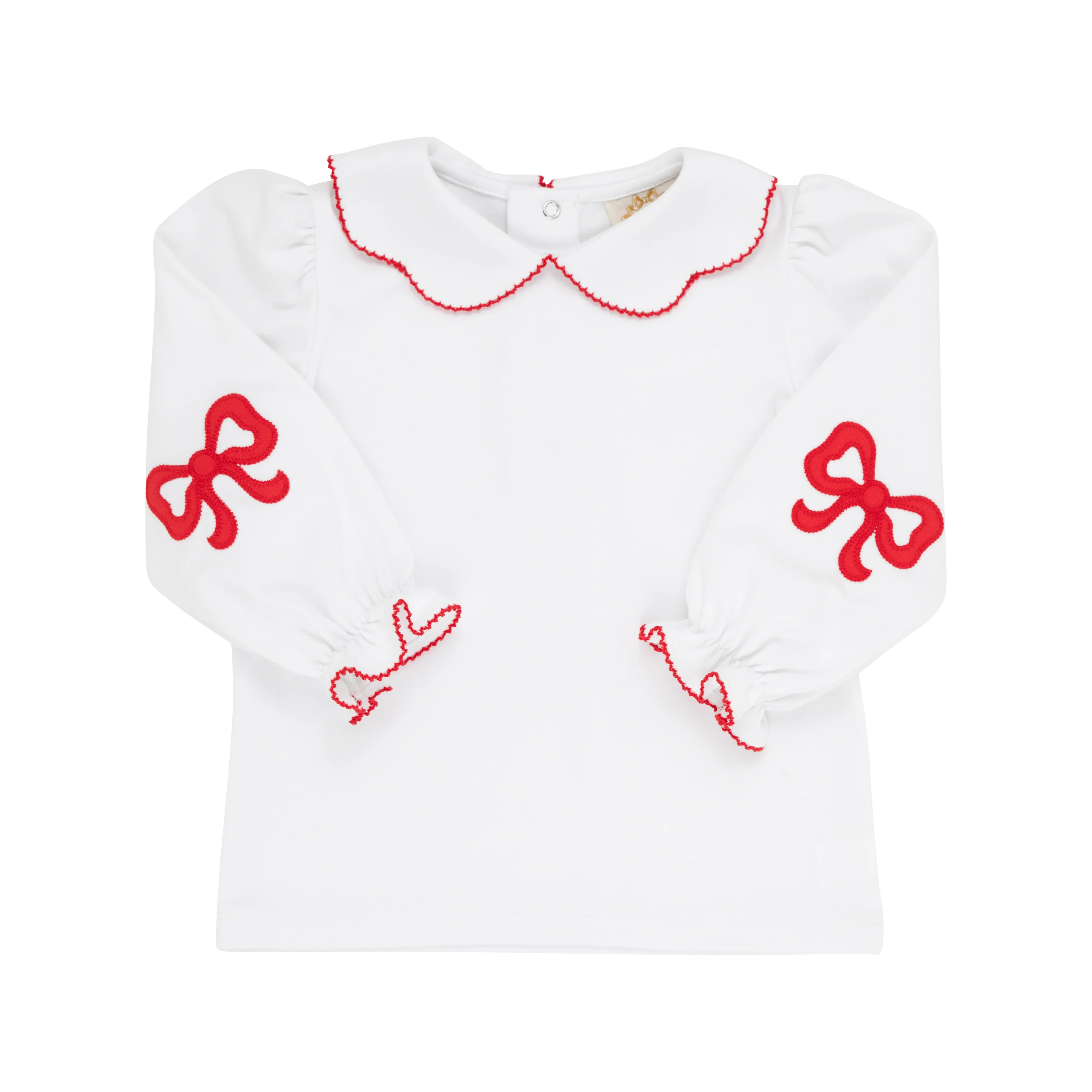 Emma's Elbow Patch Top & Onesie - Worth Avenue White with Richmond Red | The Beaufort Bonnet Company