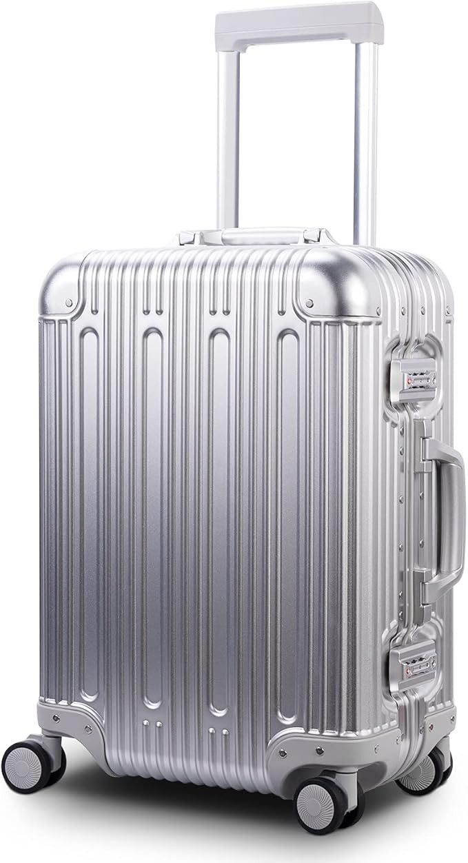 TRAVELKING All Aluminum Carry On Luggage with TSA Locks Fashion Cool Metal Hard Shell Spinner Sui... | Amazon (US)