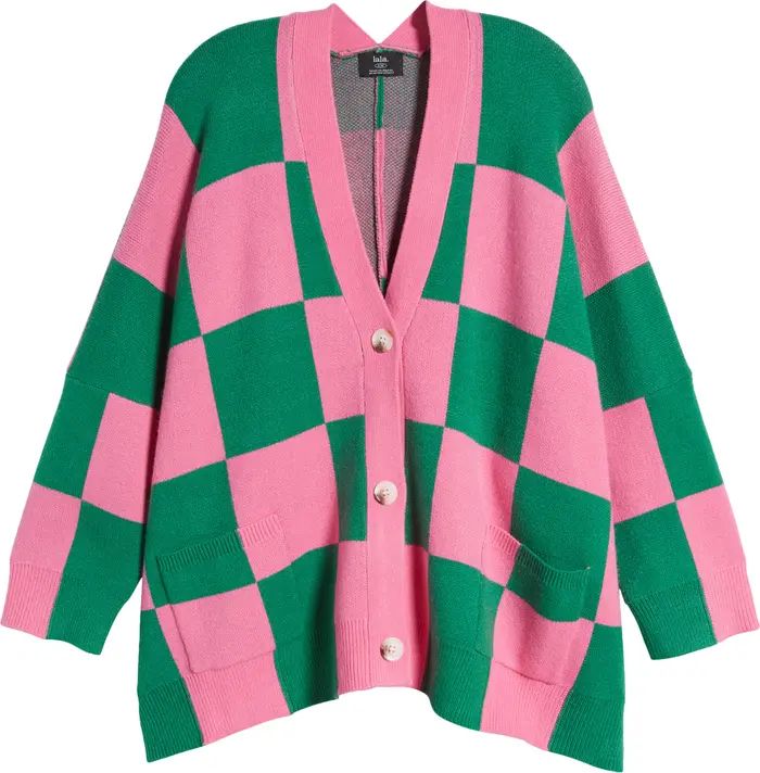 Love You Oversize Checkerboard Cardigan | Nordstrom