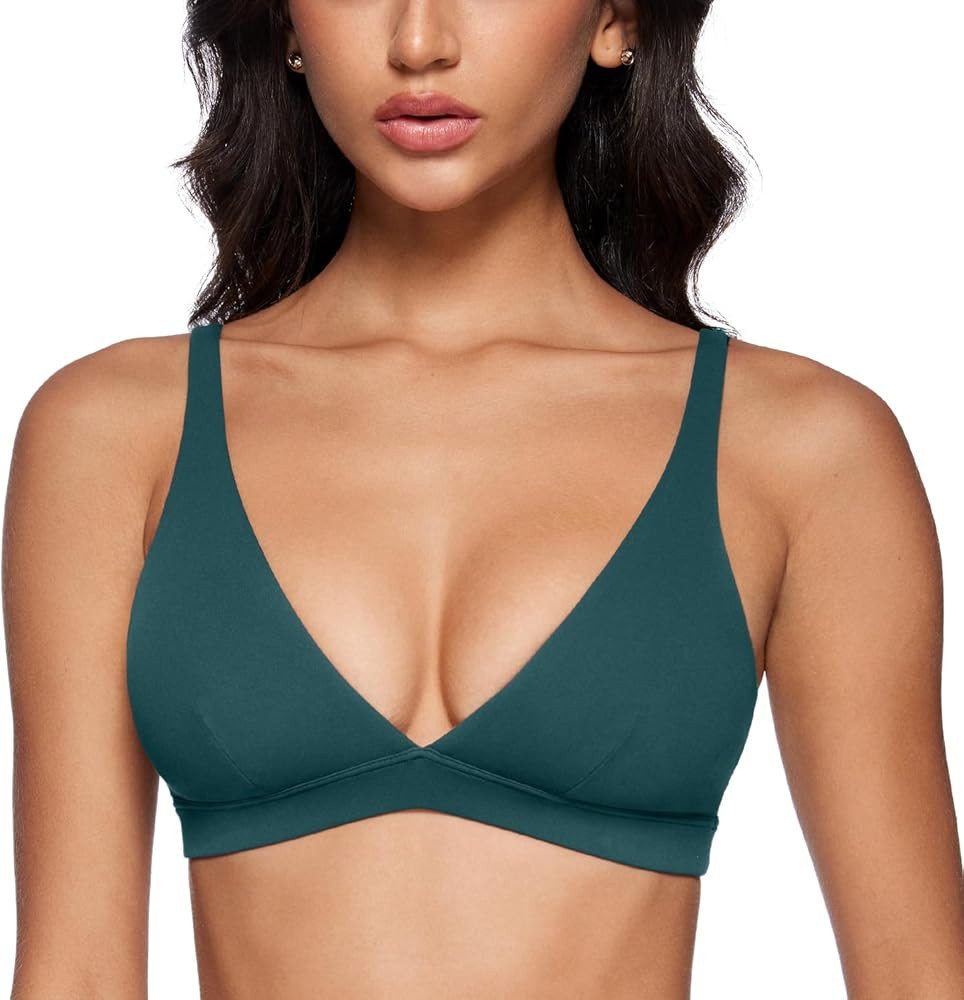 Sports Bra Yoga Bra Workout Bra Crop Top, Deep V-Neck, U Back, Wireless, Padded | Amazon (US)