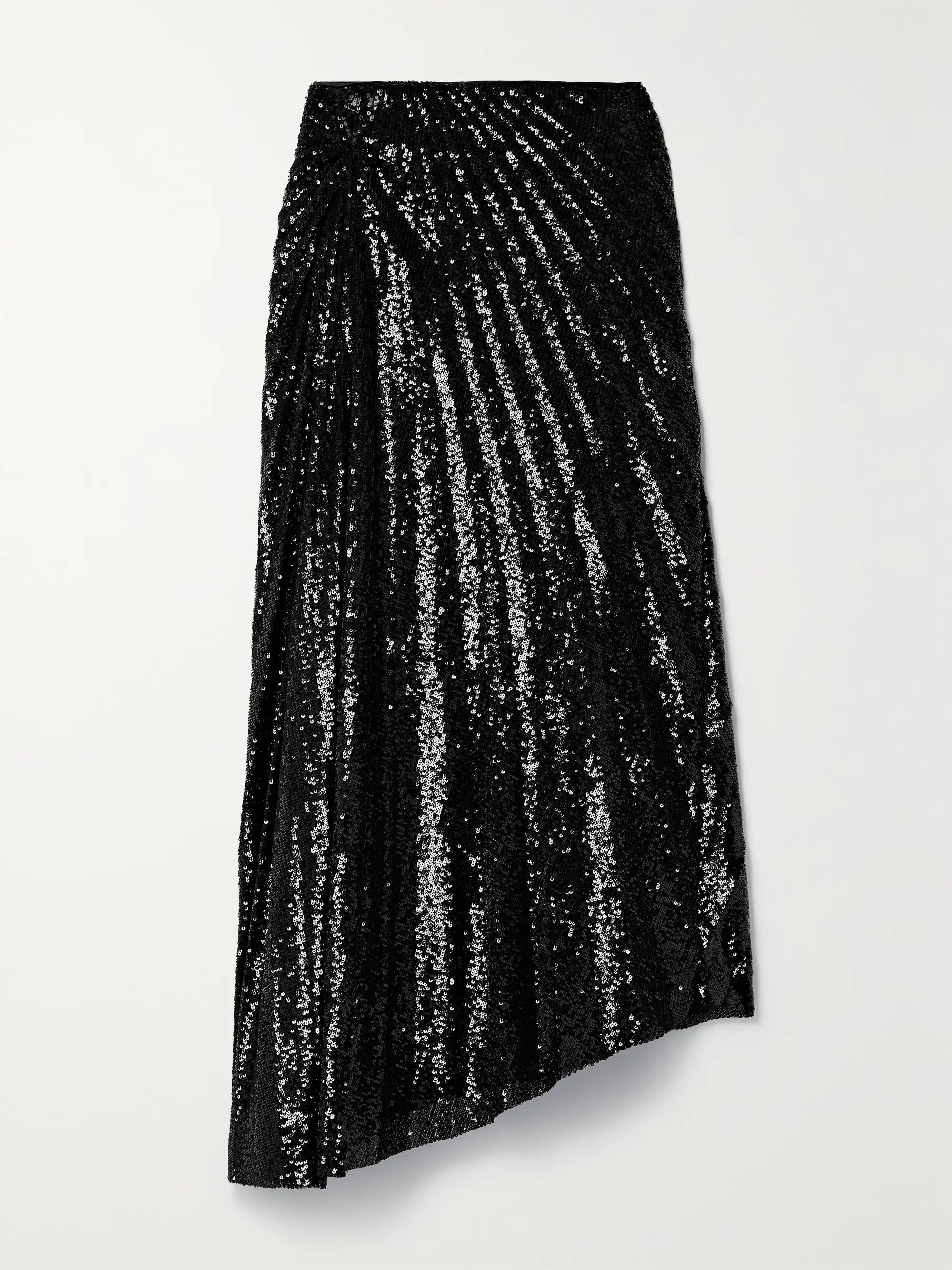 Tori asymmetric pleated sequined tulle midi skirt | NET-A-PORTER APAC