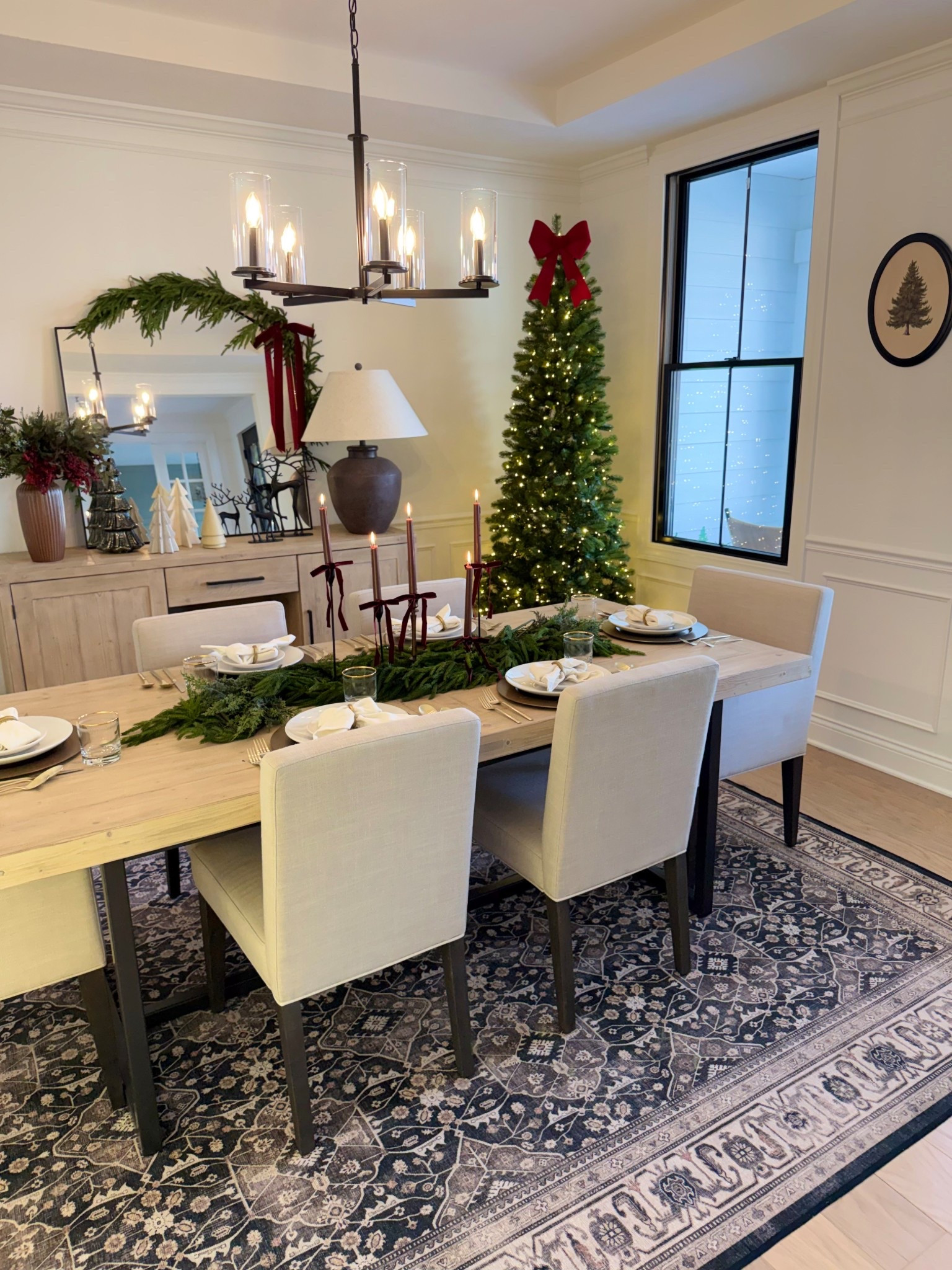 Formal dining room at Christmas ❤️🎄Love adding my real touch greenery in the middle of my Christmas tablescape! 

#LTKHoliday #LTKHome #LTKSeasonal