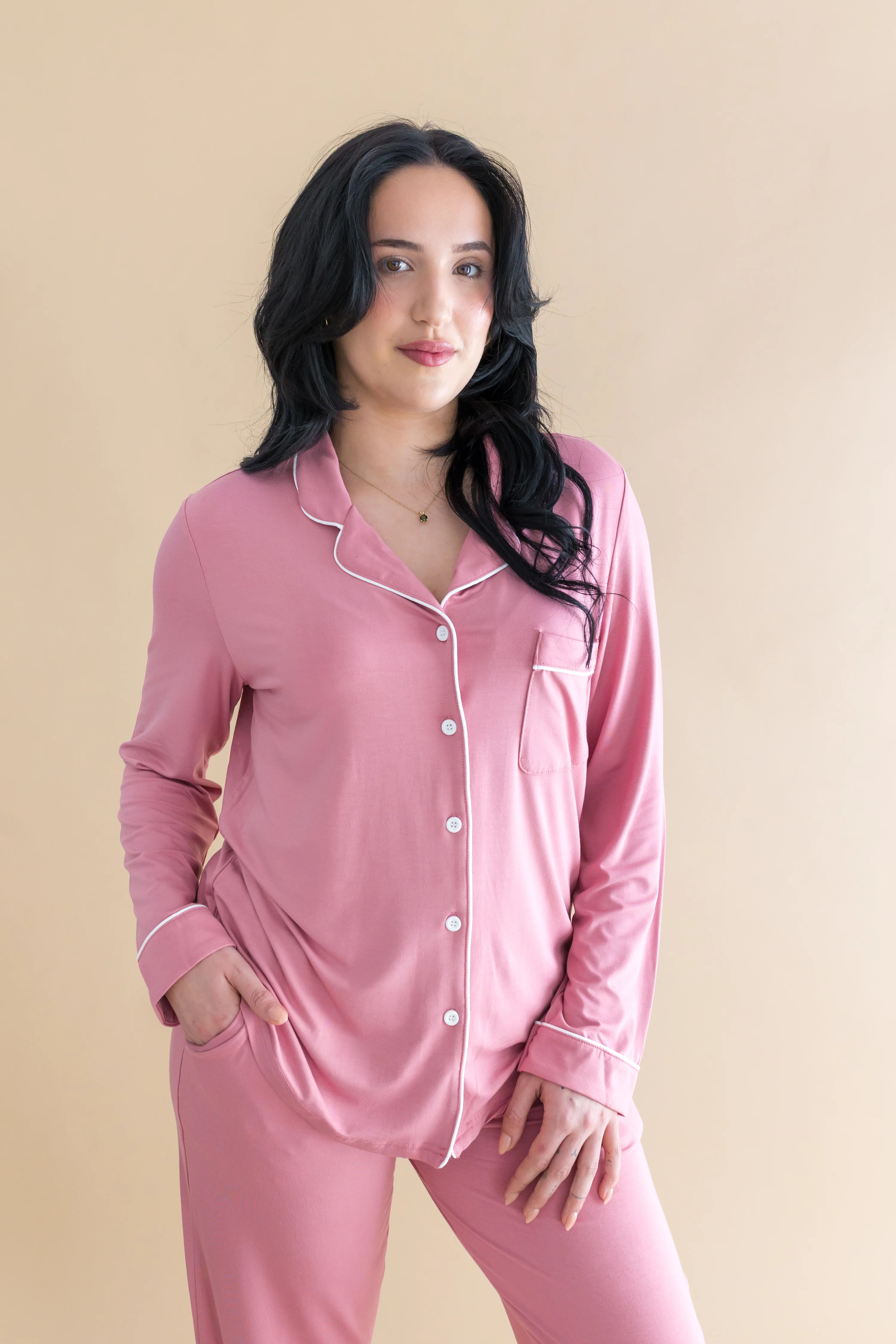 Women's Long Sleeve Pajama Set: Apple Blossom | Kyte Living