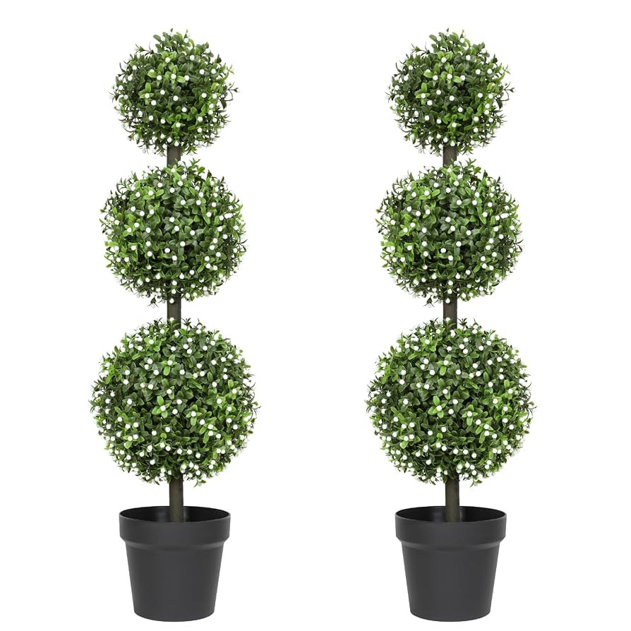 Luyue 3FT Artificial Topiaries 2 Pack Boxwood Ball Tree Front Porch Decor, Amazon Prime Day ... | Amazon (US)