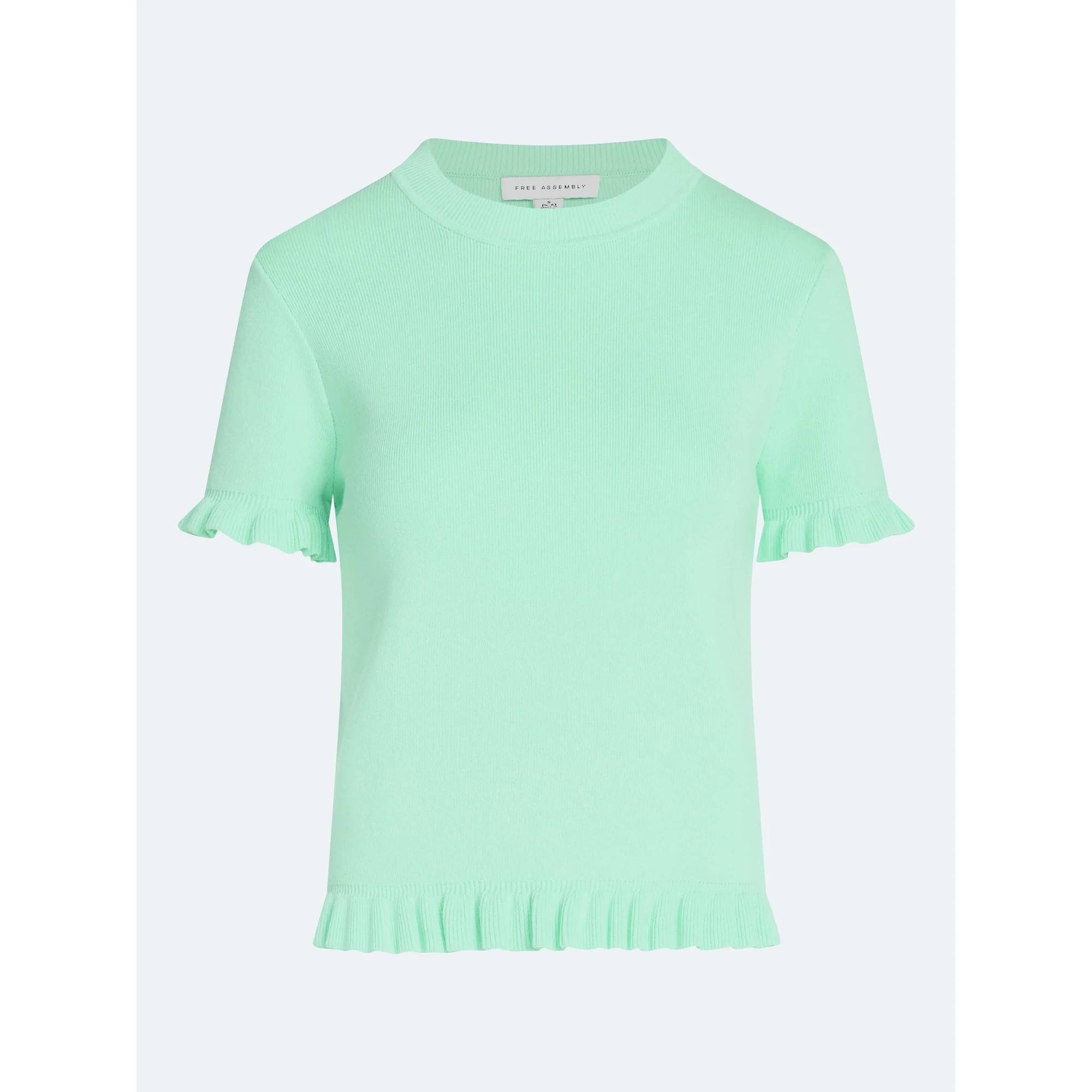 Free Assembly Women’s Ruffle Trim Sweater with Short Sleeves, Lightweight, Sizes XS-XXL | Walmart (US)