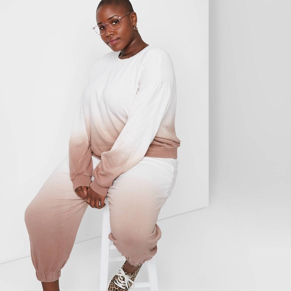 Women's Plus Size Oversized Sweatshirt - Wild Fable Brown Ombre 2X | Target