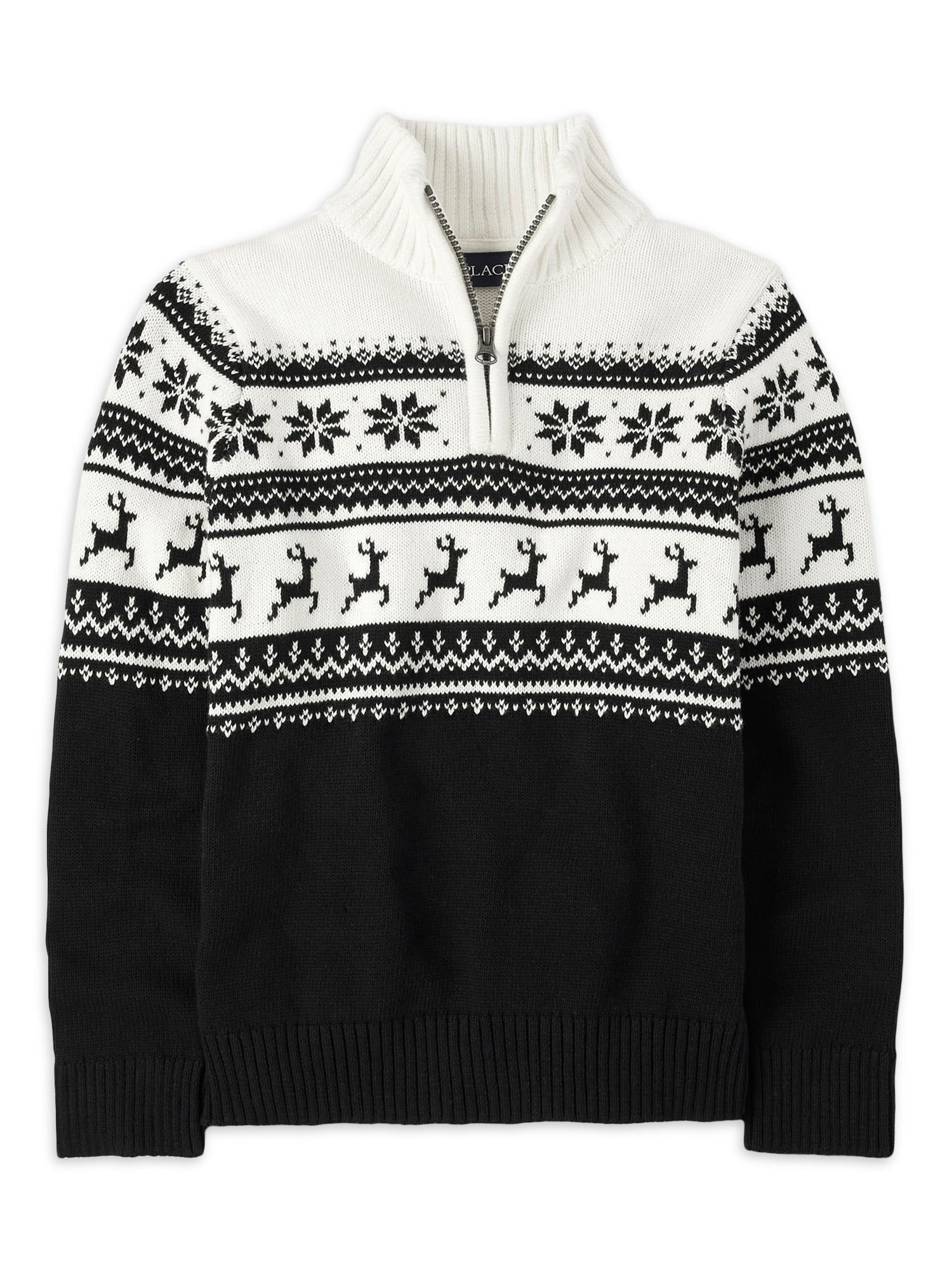 The Children's Place Boys Long Sleeve Quarter-Zip Holiday Sweater, Sizes XS-XXL - Walmart.com | Walmart (US)