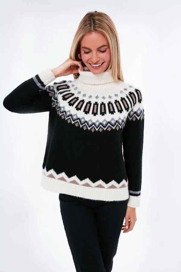 Charcoal and Cream Fair Isle Cardiff Sweater | Tuckernuck (US)
