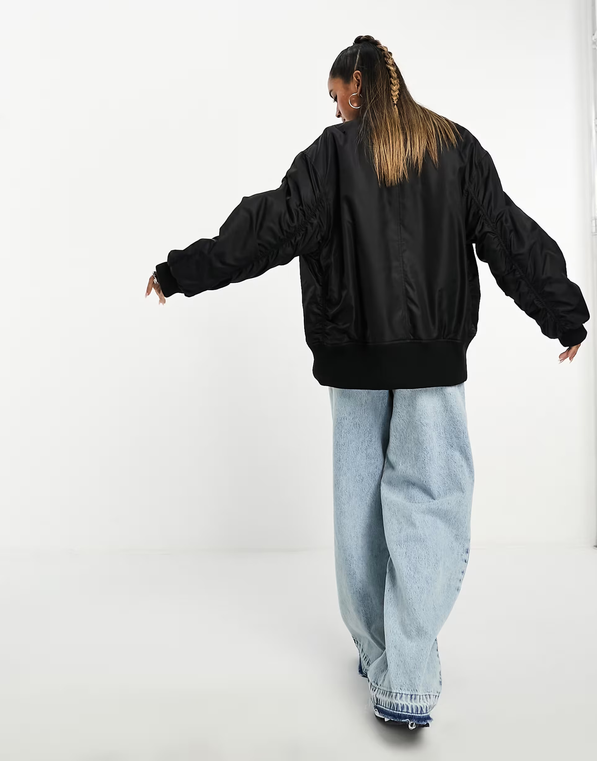 ASOS DESIGN oversized bomber jacket in black | ASOS (Global)