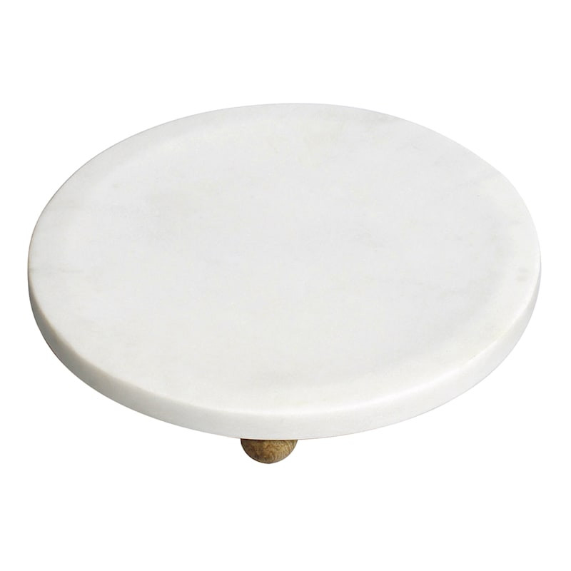 White Marbled Footed Trinket Tray, 5" | At Home