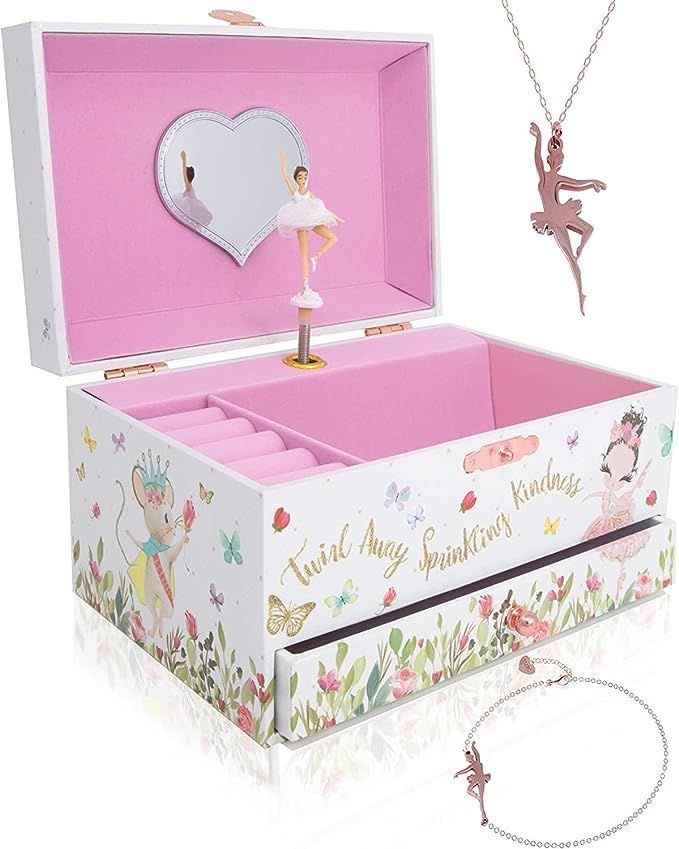 The Memory Building Company Music Box - Ballerina Jewelry Box for Girls and Boys w/ Matching Neck... | Amazon (US)