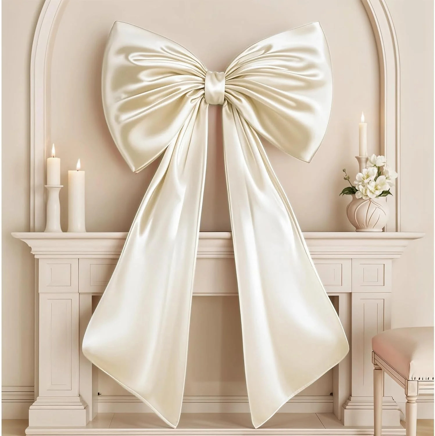 GR Giant Bow Decoration Big Cream White Large Coquette Bow for Backdrop Birthday Party Room Wall ... | Walmart (US)