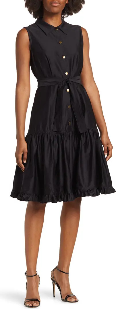 Collared Sateen Sleeveless Button Front Shirtdress | Nordstrom Rack