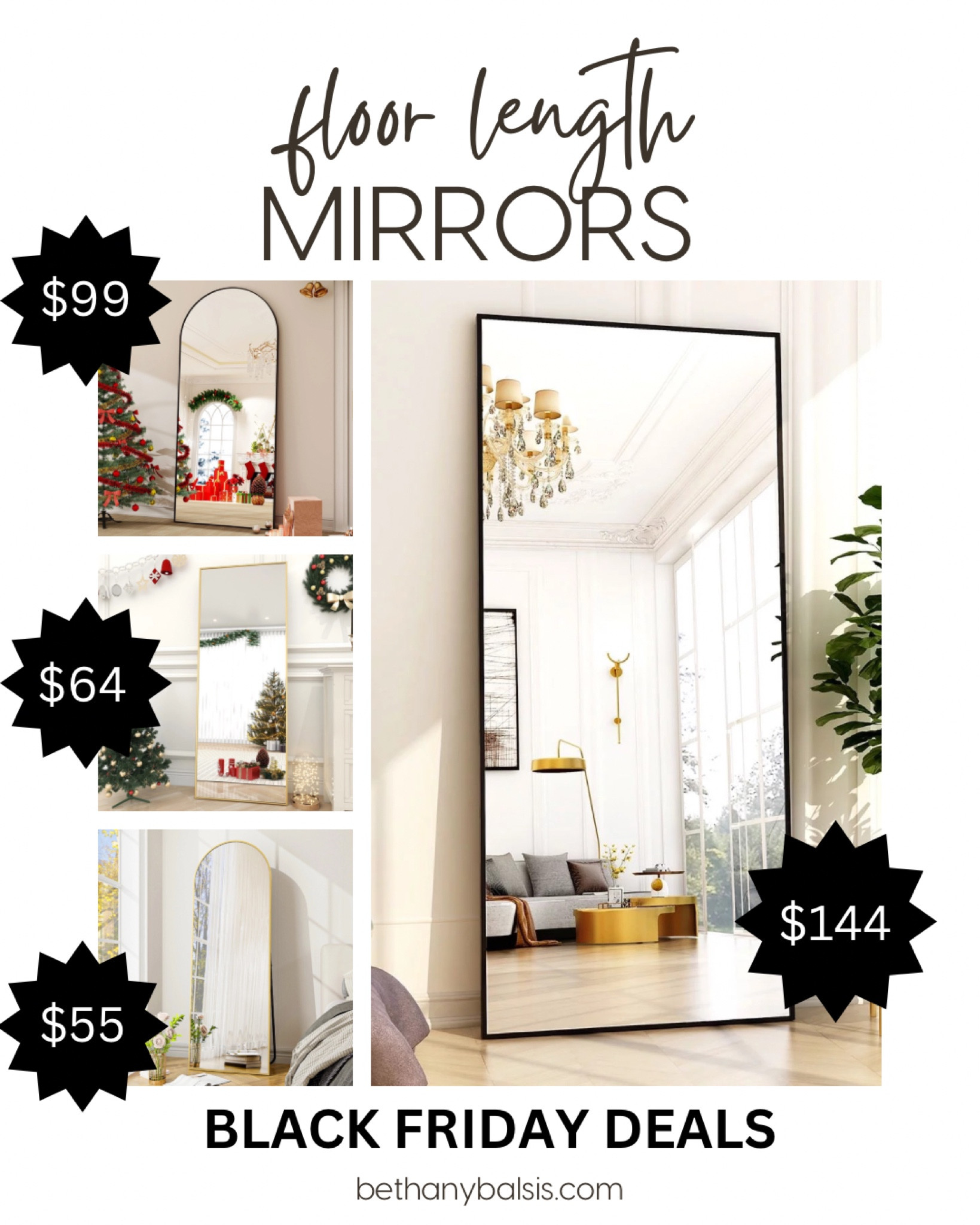 MAJOR BLACK FRIDAY BARGAINS | Floor length mirror.. choose from gold or black with different height options.

#LTKfindsunder100 #LTKhome #LTKsalealert