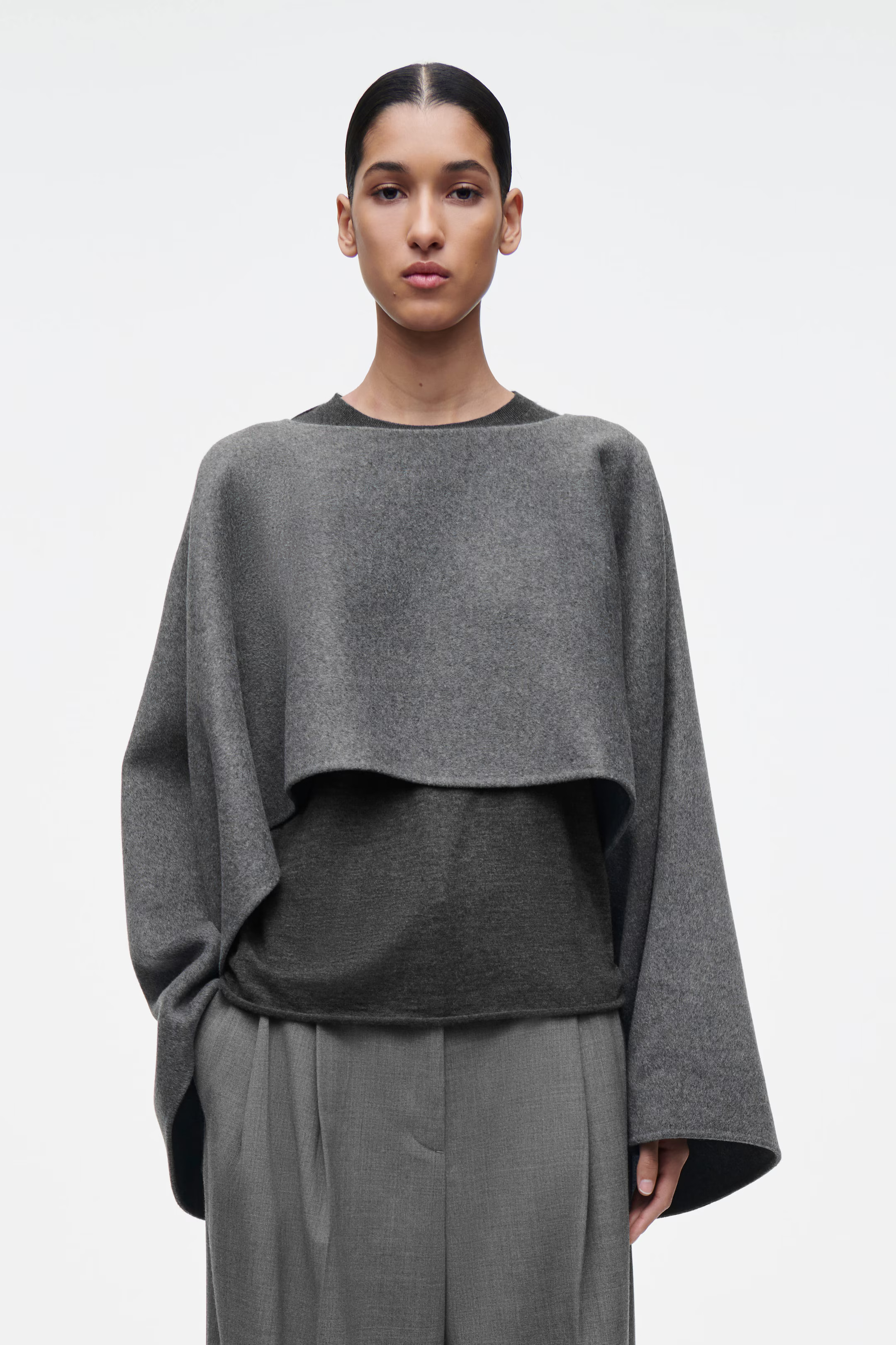 DOUBLE-FACED WOOL HYBRID CAPE - GRAY | COS | COS (US)