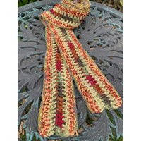 Skinny Multi-Colored Alpaca Scarf, Hand Crocheted | Etsy (US)