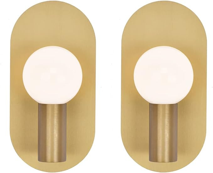 Gold Modern Wall Sconce Set of 2, Mid Century Sconces Wall Lighting Oval Stylish Vanity Lighting ... | Amazon (US)