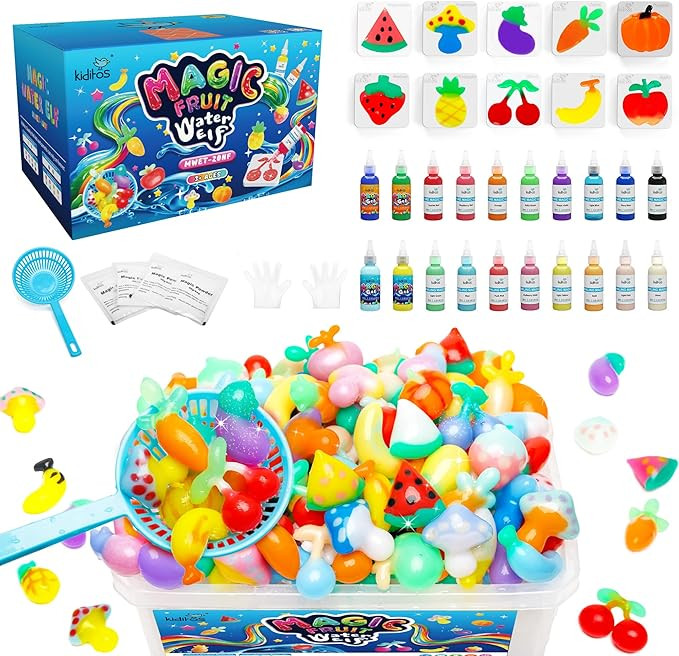 Kiditos Fruit Magic Water Elf Toy Kit–Squishies for Kids, 20 Gels & 10 Molds, Magic Gel Water P... | Amazon (US)