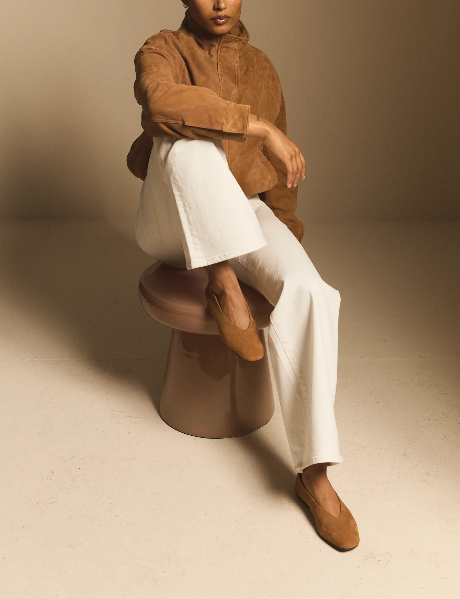 Tan Suede High Vamp Ballet Flats | Nobody's Child
