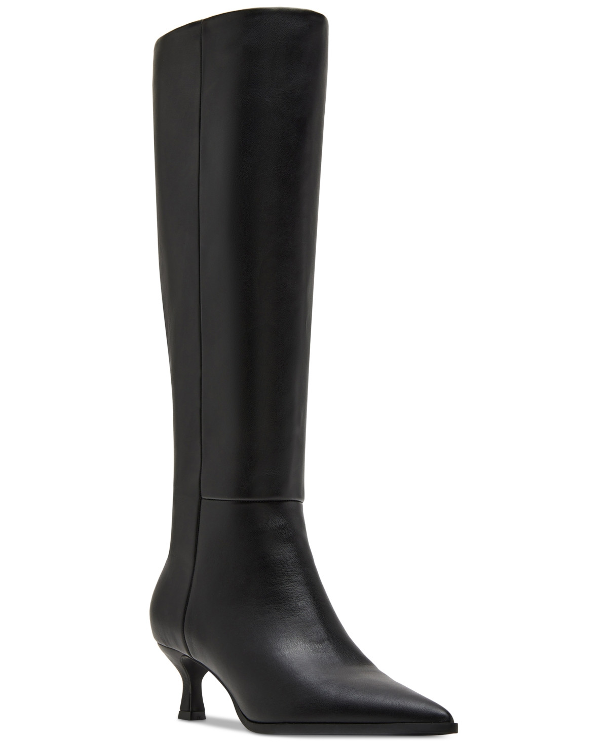 Madden Girl Debut Knee-High Kitten-Heel Dress Boots - Black Smooth | Macy's