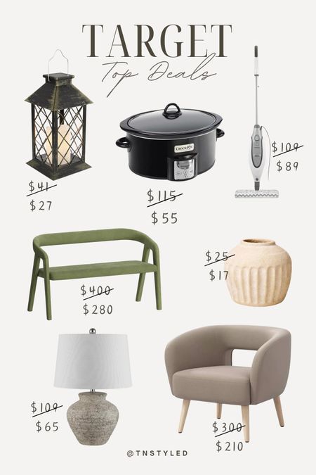 @target top deals // home sale, solar lamp, crockpot, slow cooker, pocket mop, accent chairs, ceramic vase, table lamp // home finds, kitchen finds

#LTKsalealert #LTKSeasonal #LTKhome