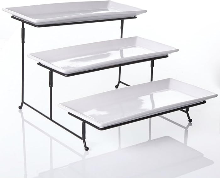 Partito Bella 3 Tier Swiveling Plate Rack Stand Including Three 12x6 Pro-Grade Porcelain Platters... | Amazon (US)