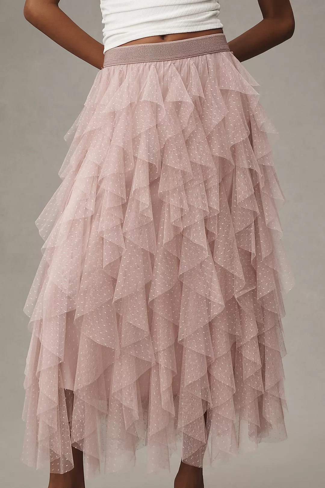 The Chéri Ruffled Tulle Midi Skirt by Anthropologie | Anthropologie (US)