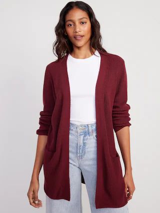 Textured Long-Line Open-Front Sweater for Women | Old Navy (US)
