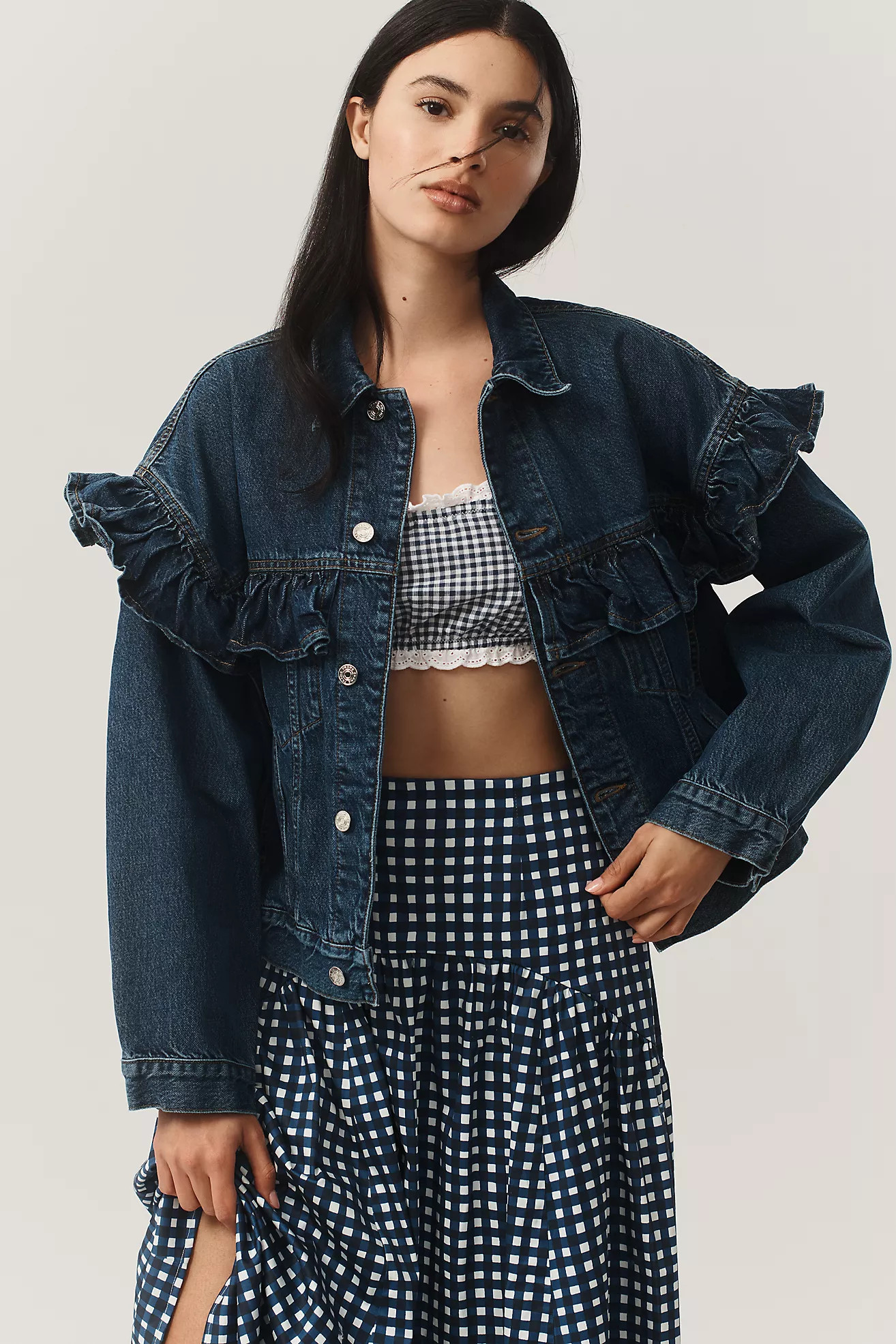 FRAME Ruffle Denim Jacket | Anthropologie (US)