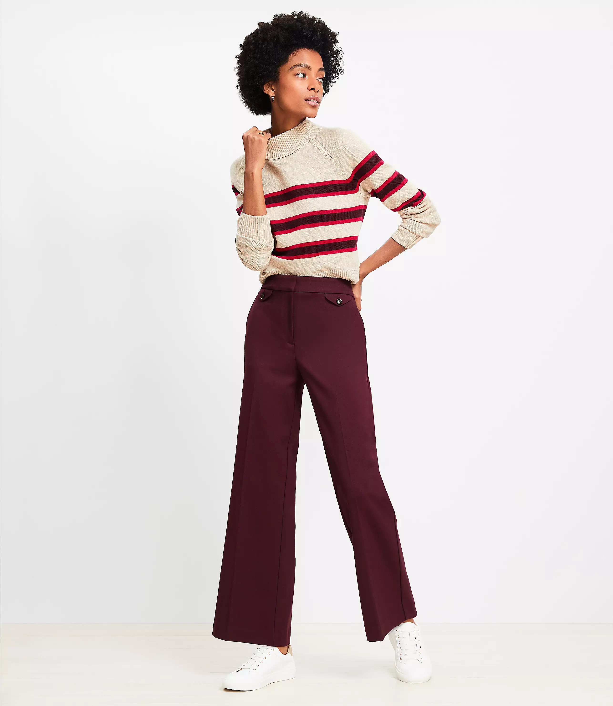 Coin Pocket Clean Wide Leg Pants in Twill | LOFT